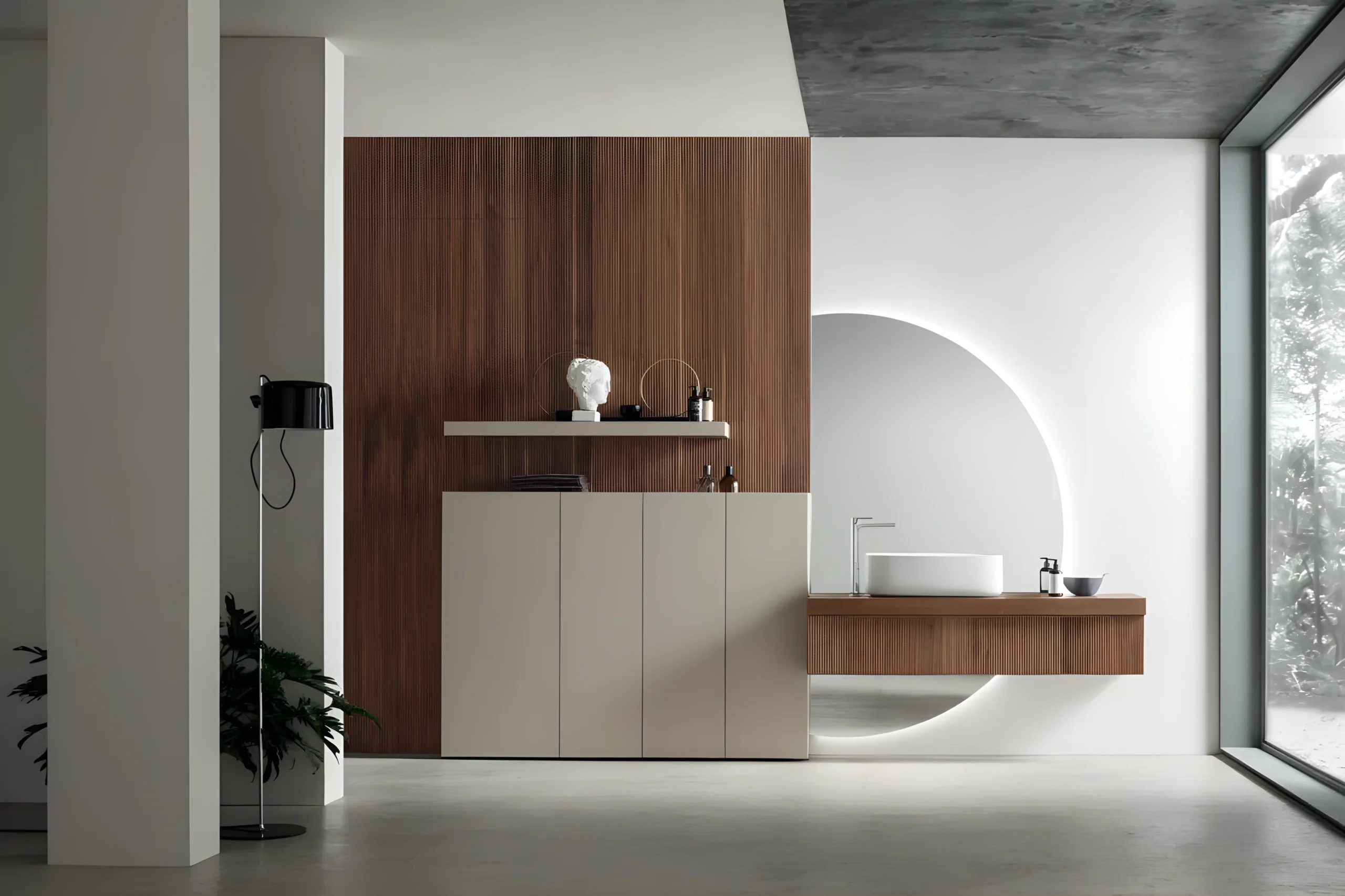 Composizione di materiali e arredi MegiLab